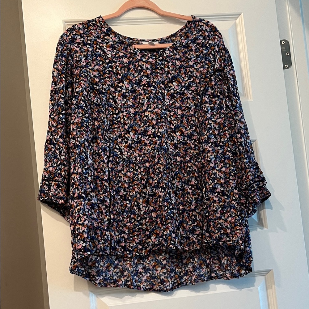 J. Jill Floral Blouse - Blue and Pink